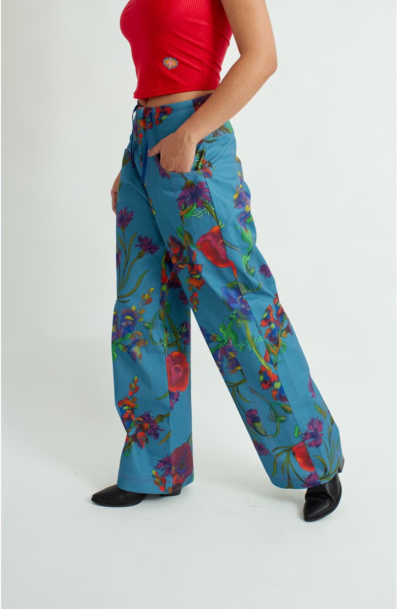 Florencia Davalos Lulu Pant, Alternate, color, Pastel Blue Floral Vine