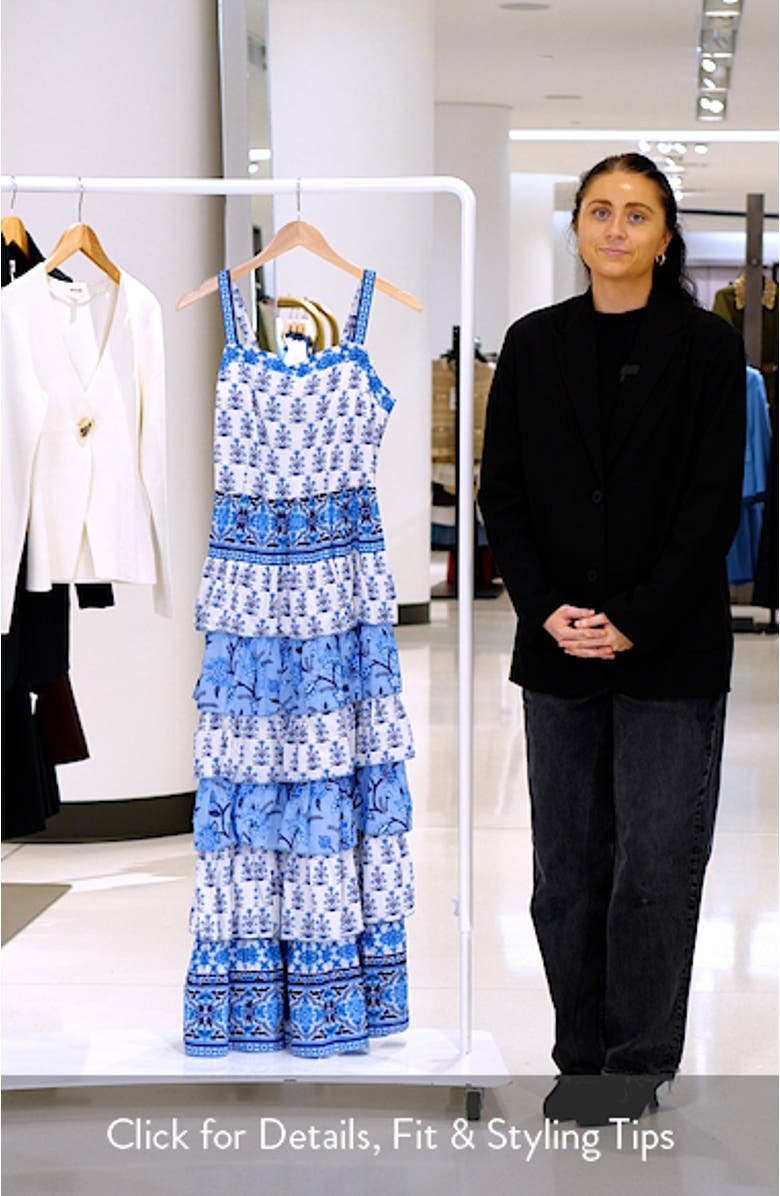 Paloma Mixed Print Tiered Cotton Maxi Dress, sales video thumbnail