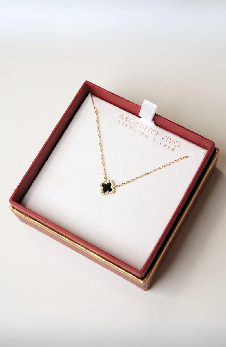 ARGENTO VIVO Black Onyx Clover Pendant Necklace, Alternate, color, Gold