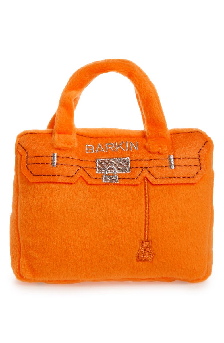 Haute Diggity Dog Barkin Bag Plush Dog Toy, Main, color, Orange