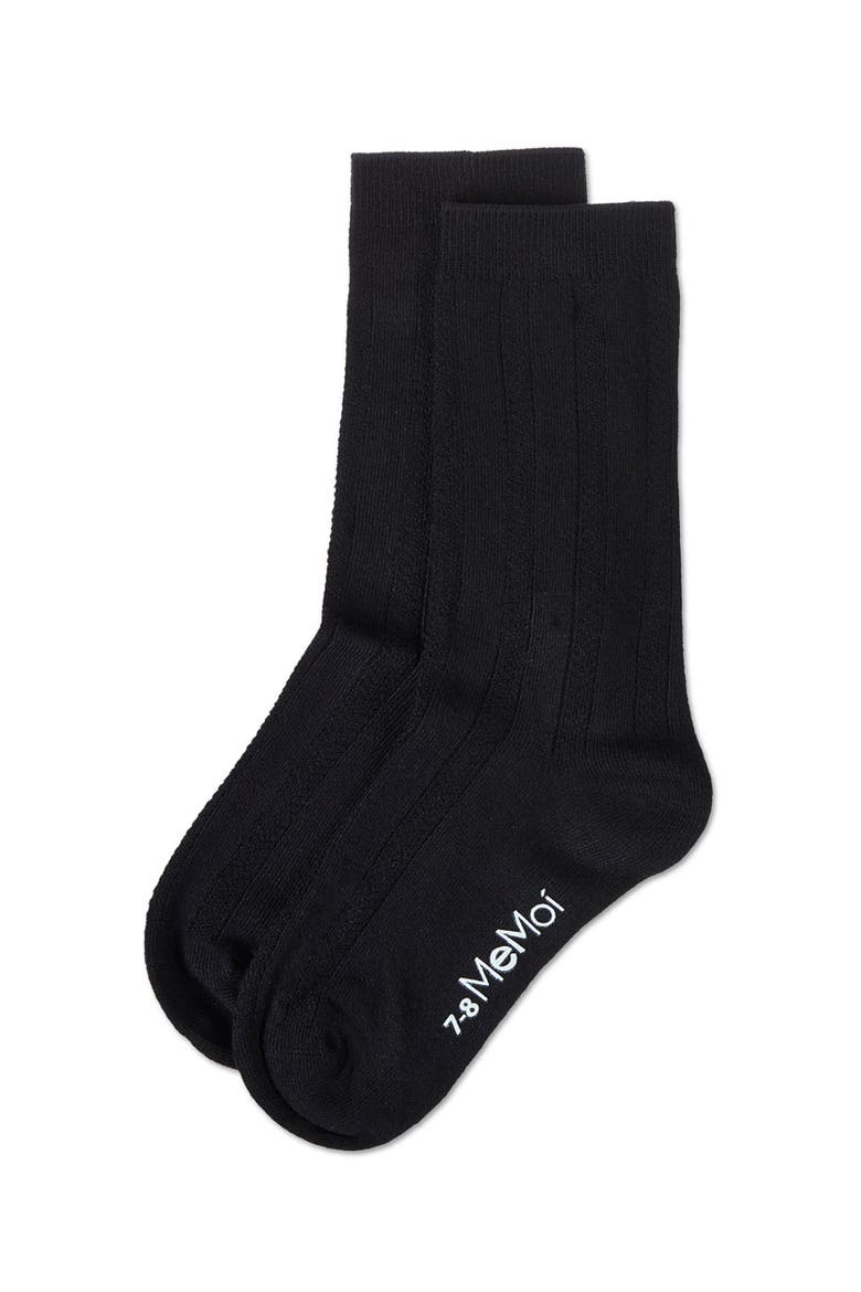 Woven Ribbed Crew Socks, Alternate, color, Black