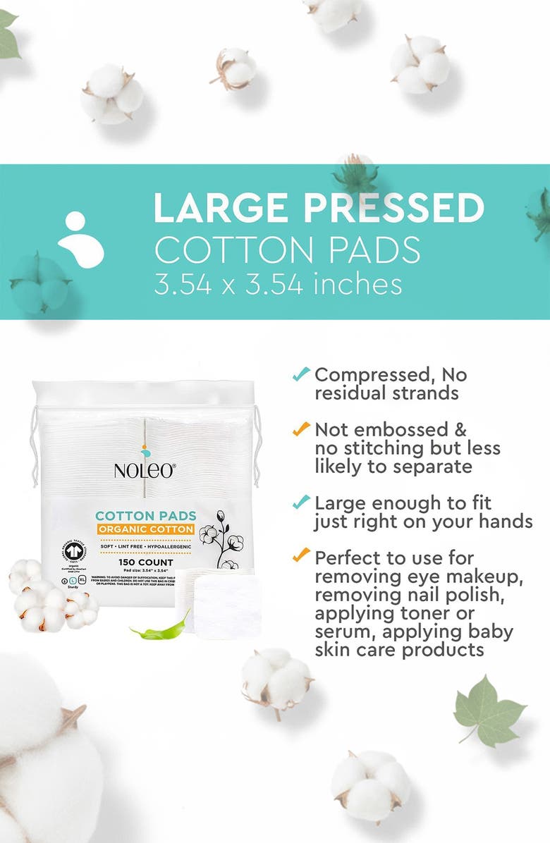 NOLEO 450-Pack Large Organic Cotton Pads, Alternate, color, White