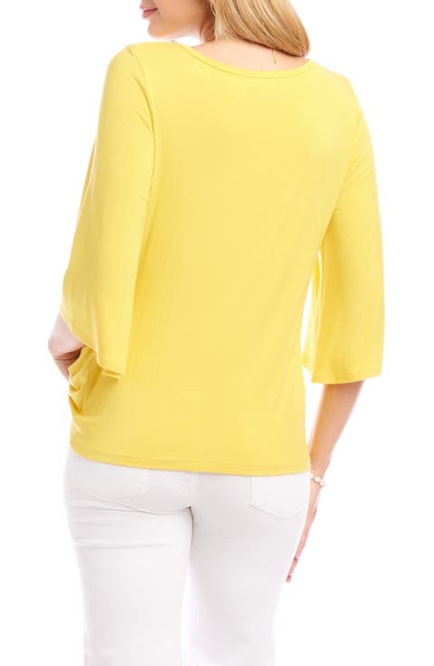Flare Sleeve Twist Hem Jersey Top