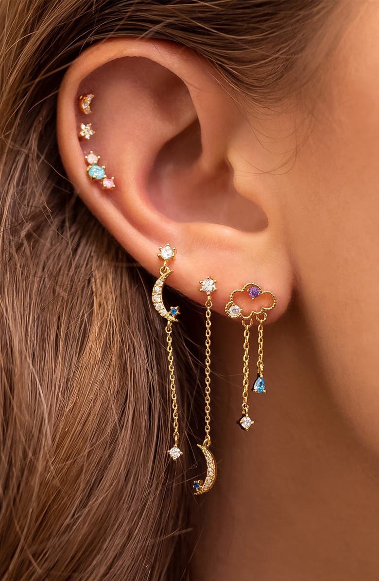 Girls Crew Reigning Clouds Drop Earrings, Alternate, color, Gold