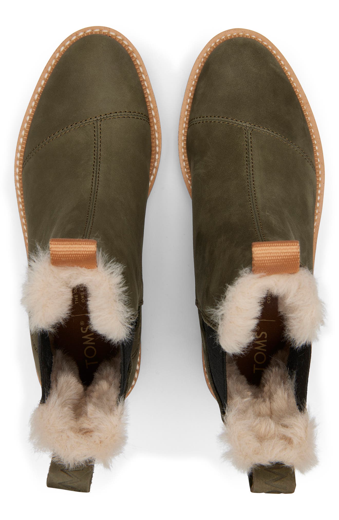 TOMS Dakota Faux Fur Lined Chelsea Boot, Alternate, color, Green
