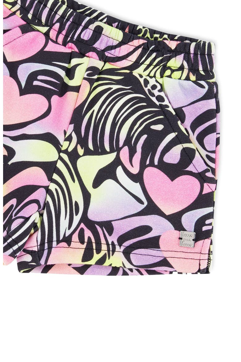 French Terry Elastic Waist Shorts, Alternate, color, Black with Multicolored Print