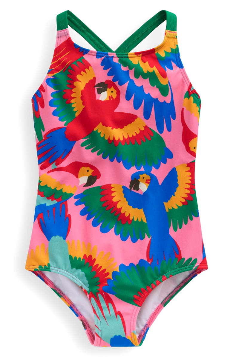 Mini Boden Kids' Crisscross Strap One-Piece Swimsuit, Main, color, 
