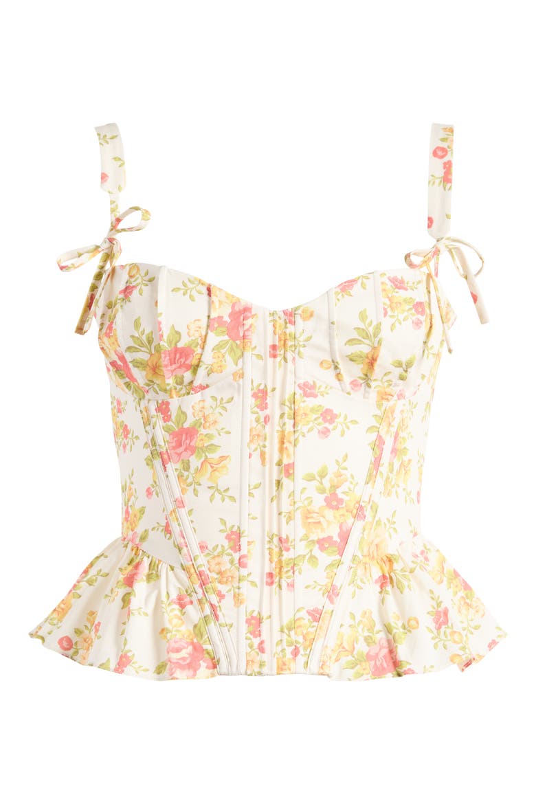 Gigou Print Corset Camisole, Alternate, color, JULY COTTAGE CREAM