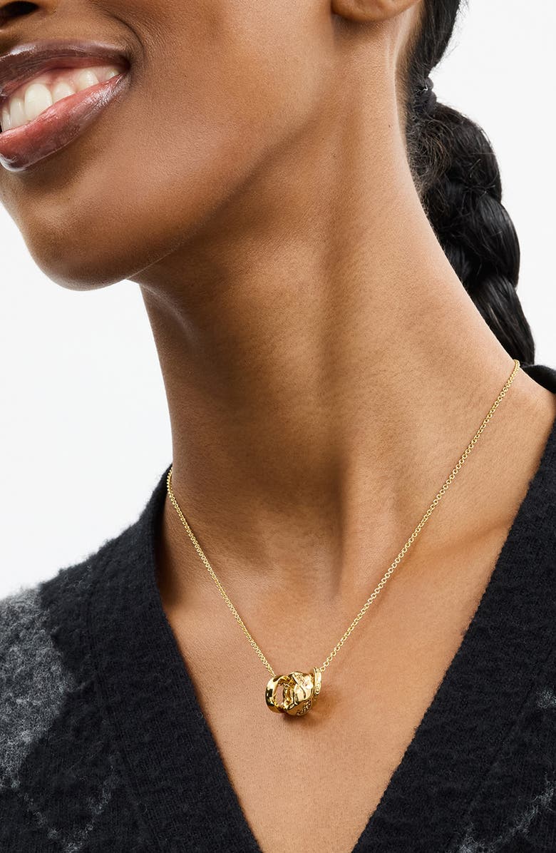 COACH Braided Signature Rondelle Pendant Necklace, Alternate, color, 