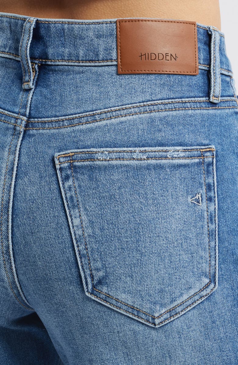 HIDDEN JEANS High Waist Distressed Wide Leg Dad Jeans, Alternate, color, Med Wash