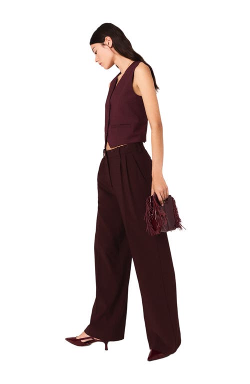 Maje Tailored High-waisted Suit Trousers In Burgundy