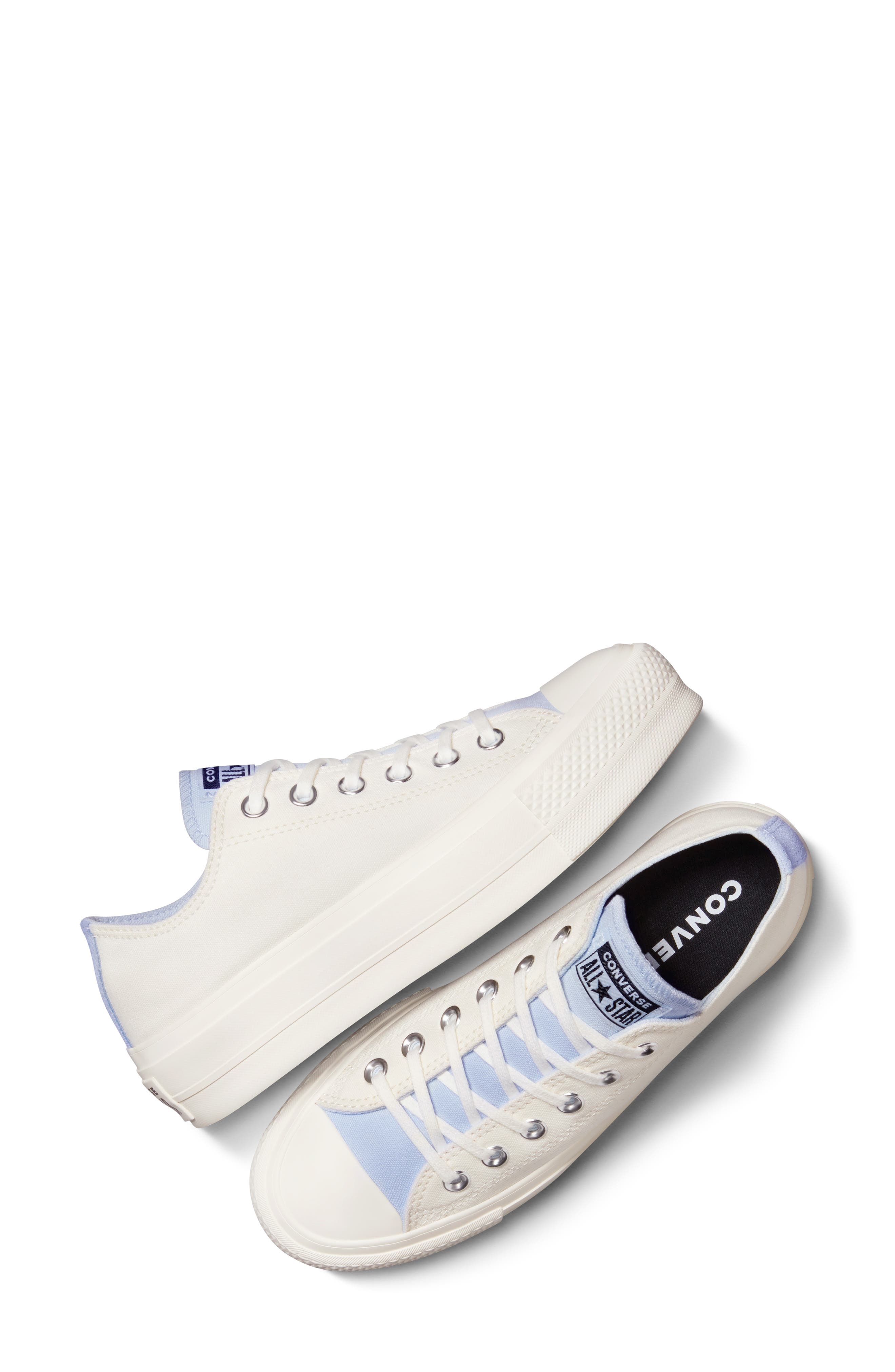 Converse Chuck Taylor<sup>®</sup> All Star<sup>®</sup> Low Top Platform Sneaker, Alternate, color, Egret/ Egret/ Blue Supermoon