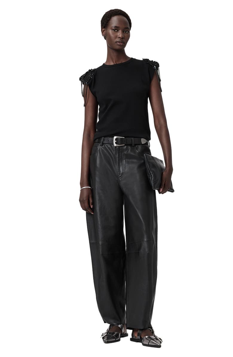 AllSaints Shona Beaded Sleeveless Top, Alternate, color, Black