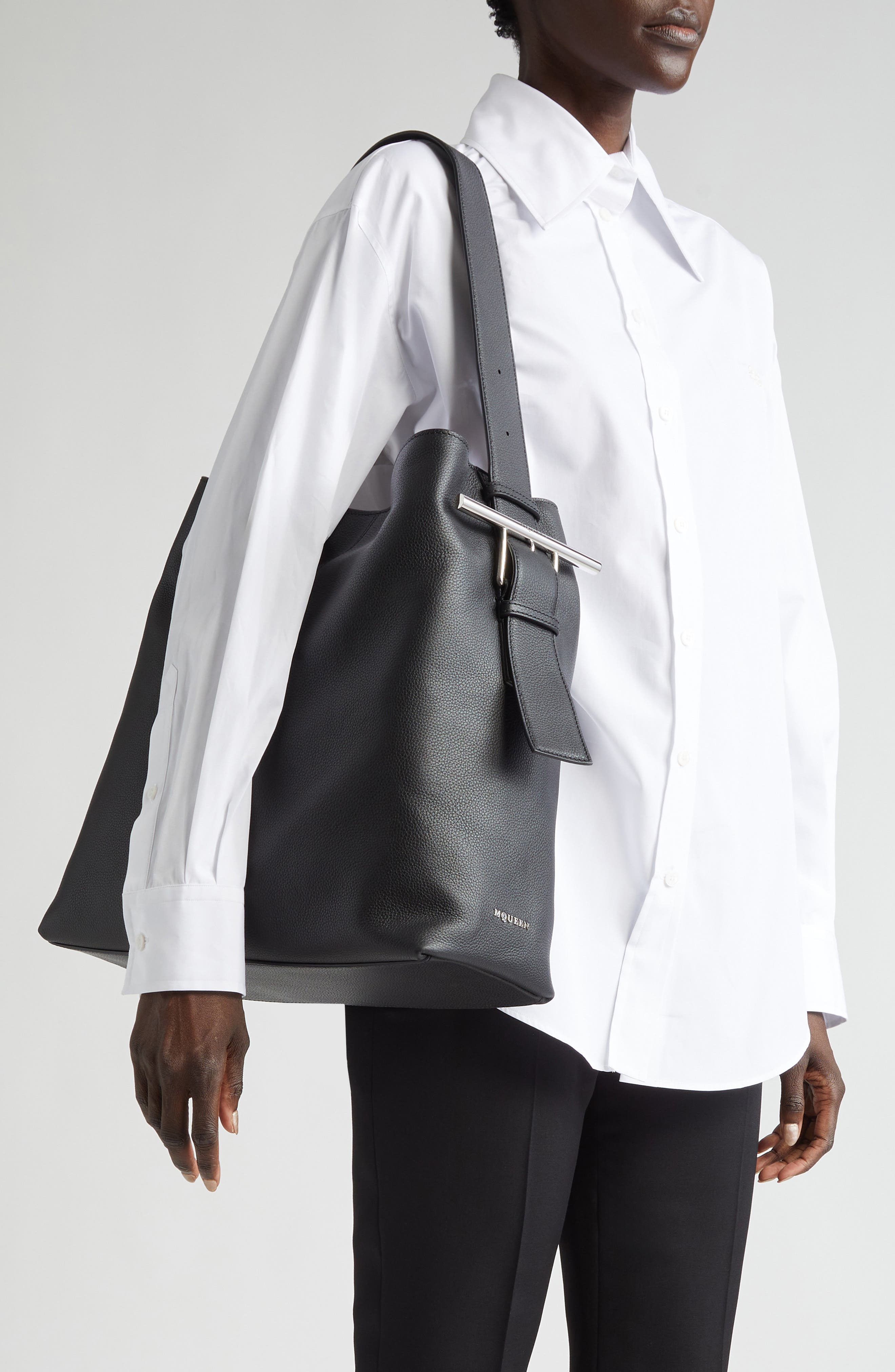 T-Bar Sling Hobo Bag, Alternate, color, BLACK/ SILVER