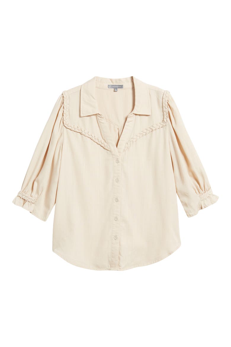 Blouson Sleeve Western Button-Up Shirt, Alternate, color, MACADAMIA