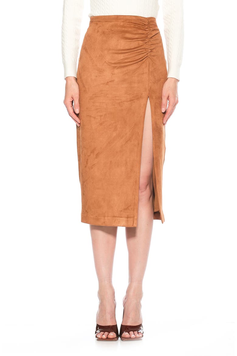 Zayla Faux Suede Pencil Skirt, Main, color, CAMEL