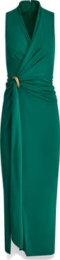 Donna Karan New York Belt Detail Sheath Maxi Dress