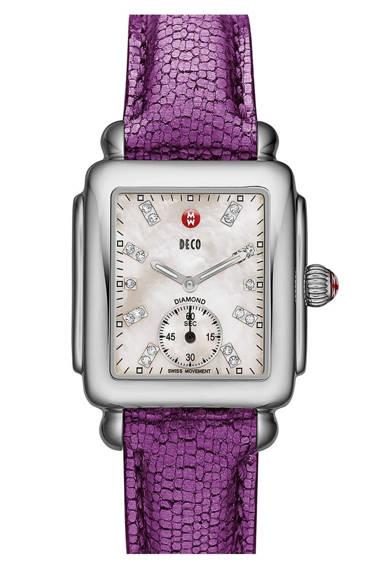 Deco 16 Diamond Dial Watch Head, 29mm x 31mm, Alternate, color, SILVER