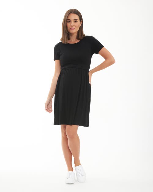 Ripe Maternity Rib Crop Top Nursing Dress In Black