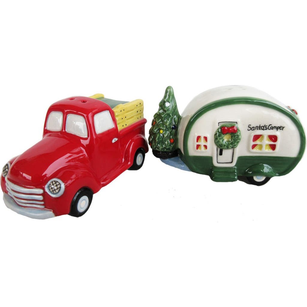 Blue Sky Clayworks Red Truck & Camper Salt & Pepper Set In Multi