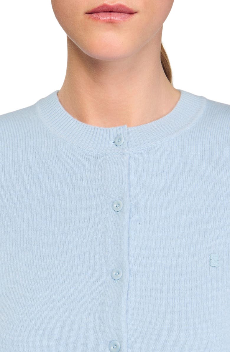 SANDRO Ruffled cardigan, Alternate, color, Sky Blue