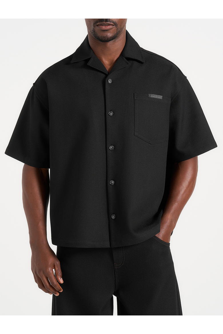 Brook Unisex Signature Twill Boxy Shirt, Alternate, color, Black