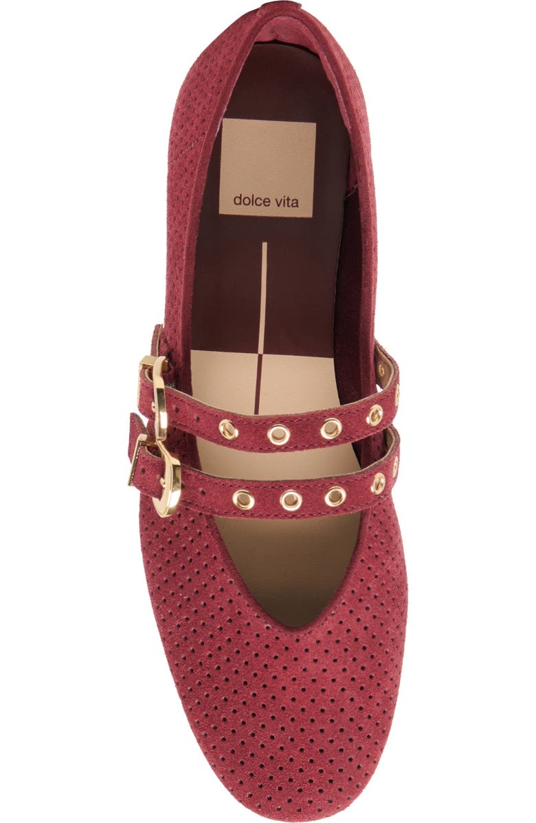 Dolce Vita Baylee Grommet Mary Jane Flat, Alternate, color, Oxblood Perforated Suede