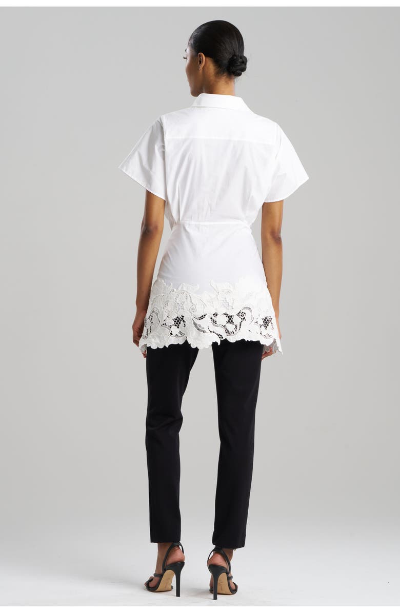 Natori Kumo Embroidery Kimono Wrap Shirt with Applique, Alternate, color, White