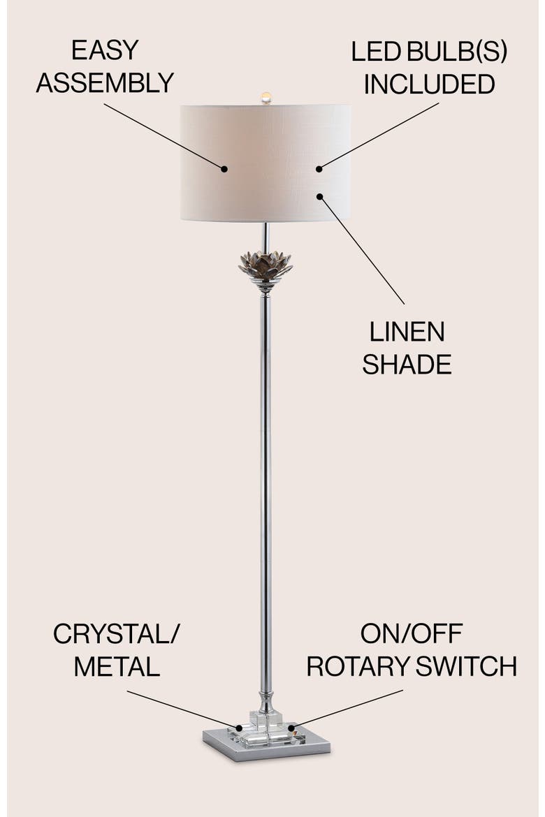 Amelia Crystal / Metal LED Floor Lamp, Alternate, color, Smoke Gray/Chrome