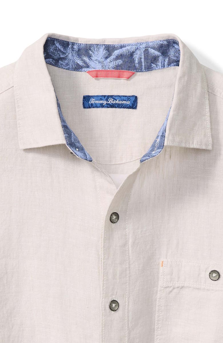 Tommy Bahama Del Mar Island Embroidered Linen Button-Up Shirt, Alternate, color, Natural