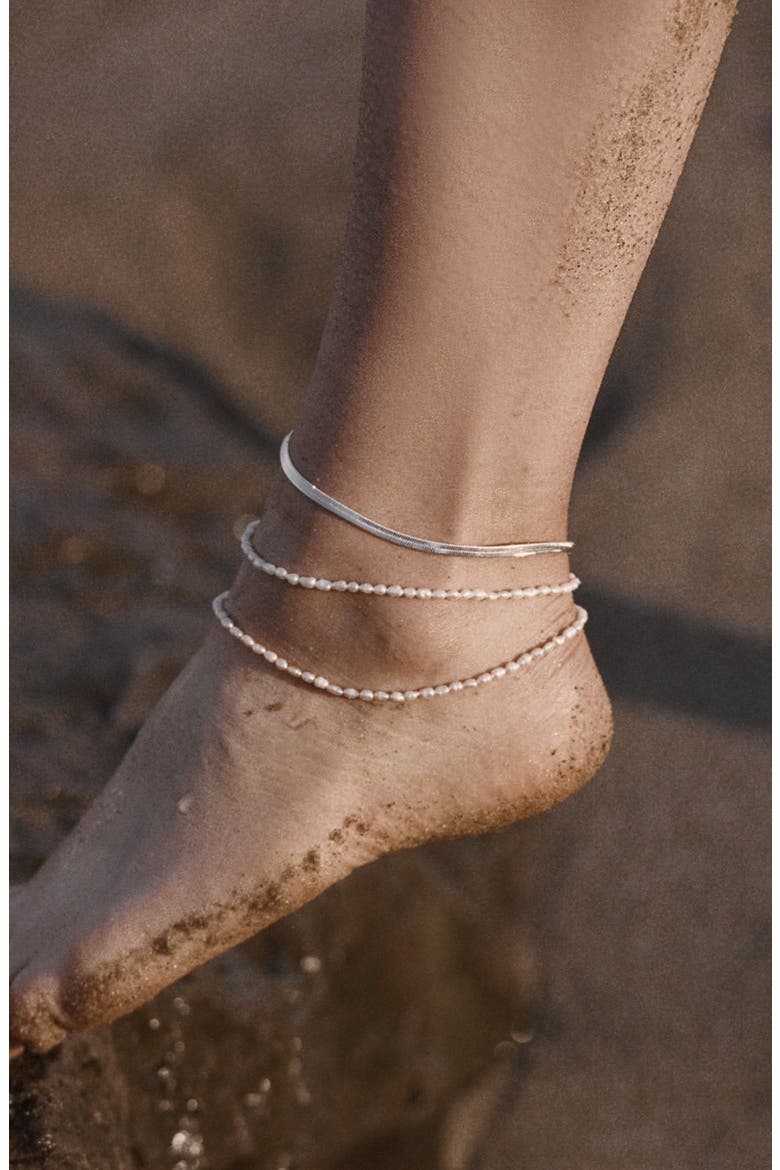 Michel Freshwater Pearl Anklet, Alternate, color, WHITE