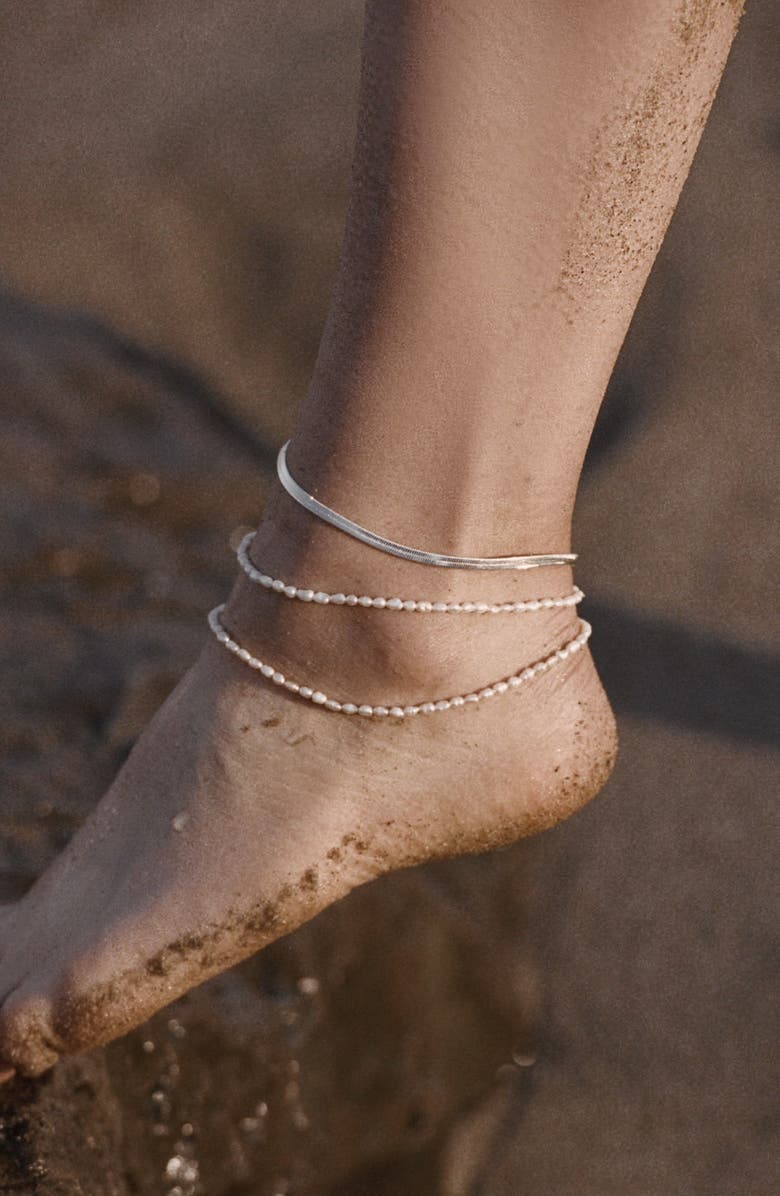 st. Moran Michel Freshwater Pearl Anklet, Alternate, color, White