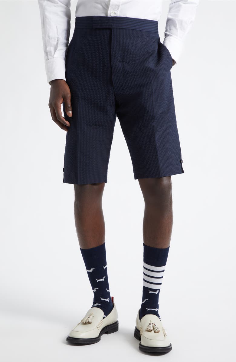 Thom Browne Fit 1 Wool Backstrap Shorts, Main, color, Navy