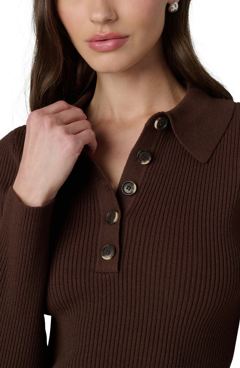 Joe's The Lisa Crop Rib Polo Sweater, Alternate, color, Chocolate