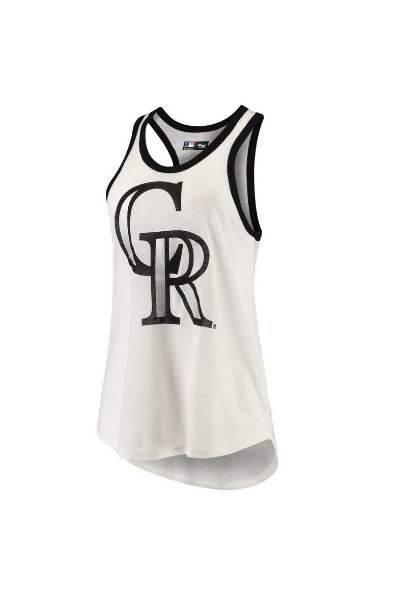 Women's G-III 4Her by Carl Banks White Colorado Rockies Tater Racerback Tank Top, Alternate, color, White