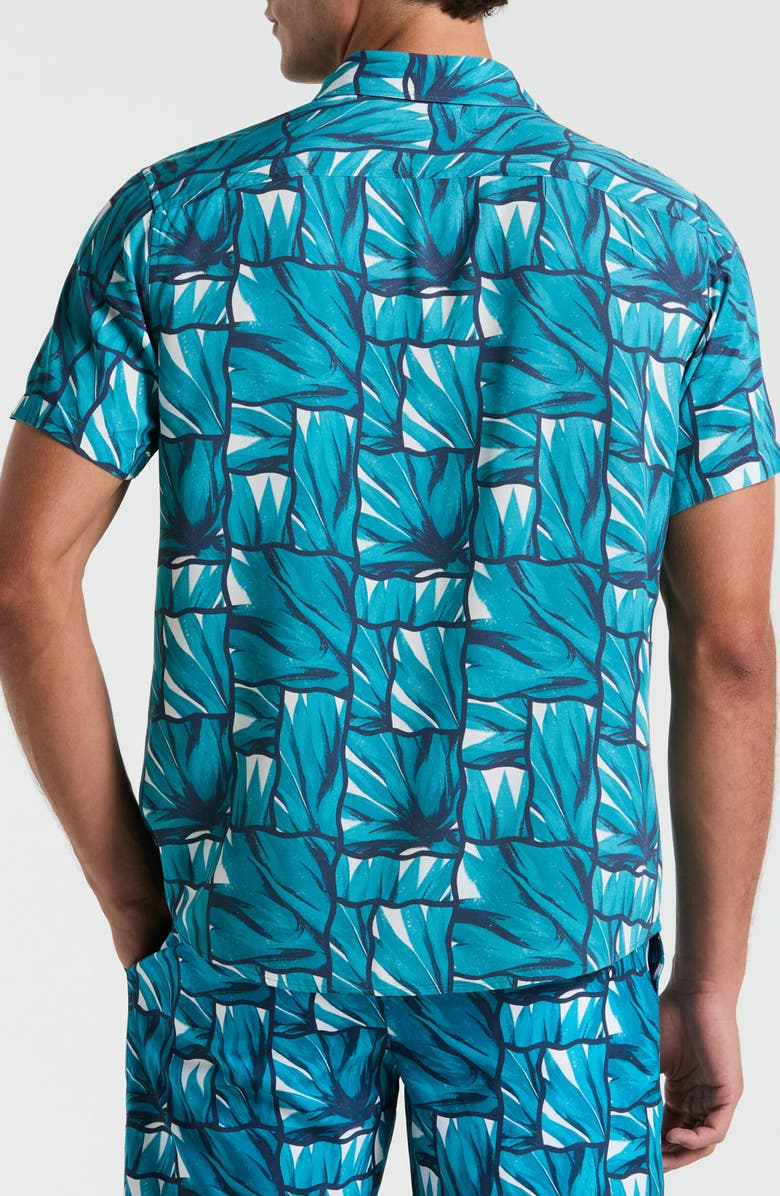 Original Penguin Agave Short Sleeve Button-Up Shirt, Alternate, color, Exotic Plume