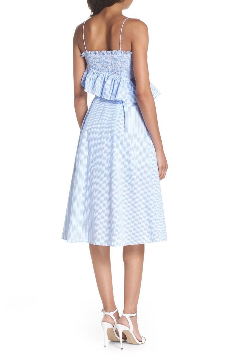 FIRST MONDAY Stripe Poplin Fit & Flare Dress, Alternate, color, 