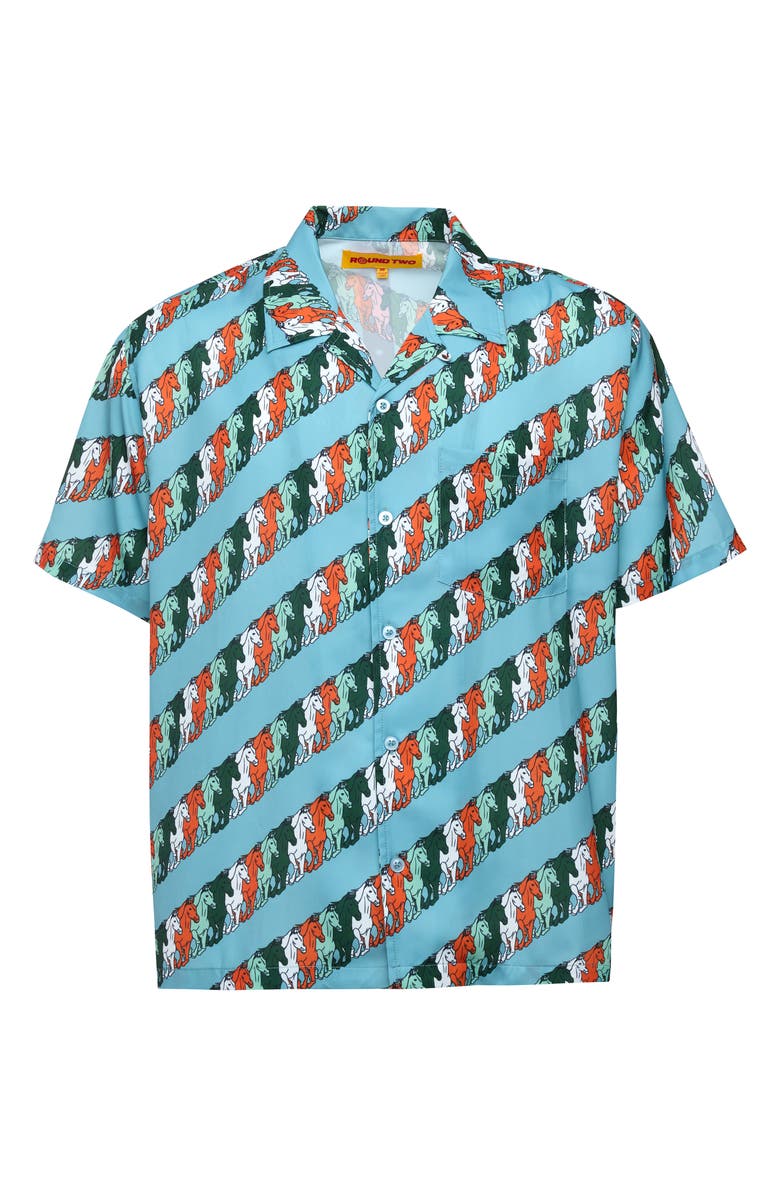 Round Two Mustang Stripe Camp Shirt, Alternate, color, Blue