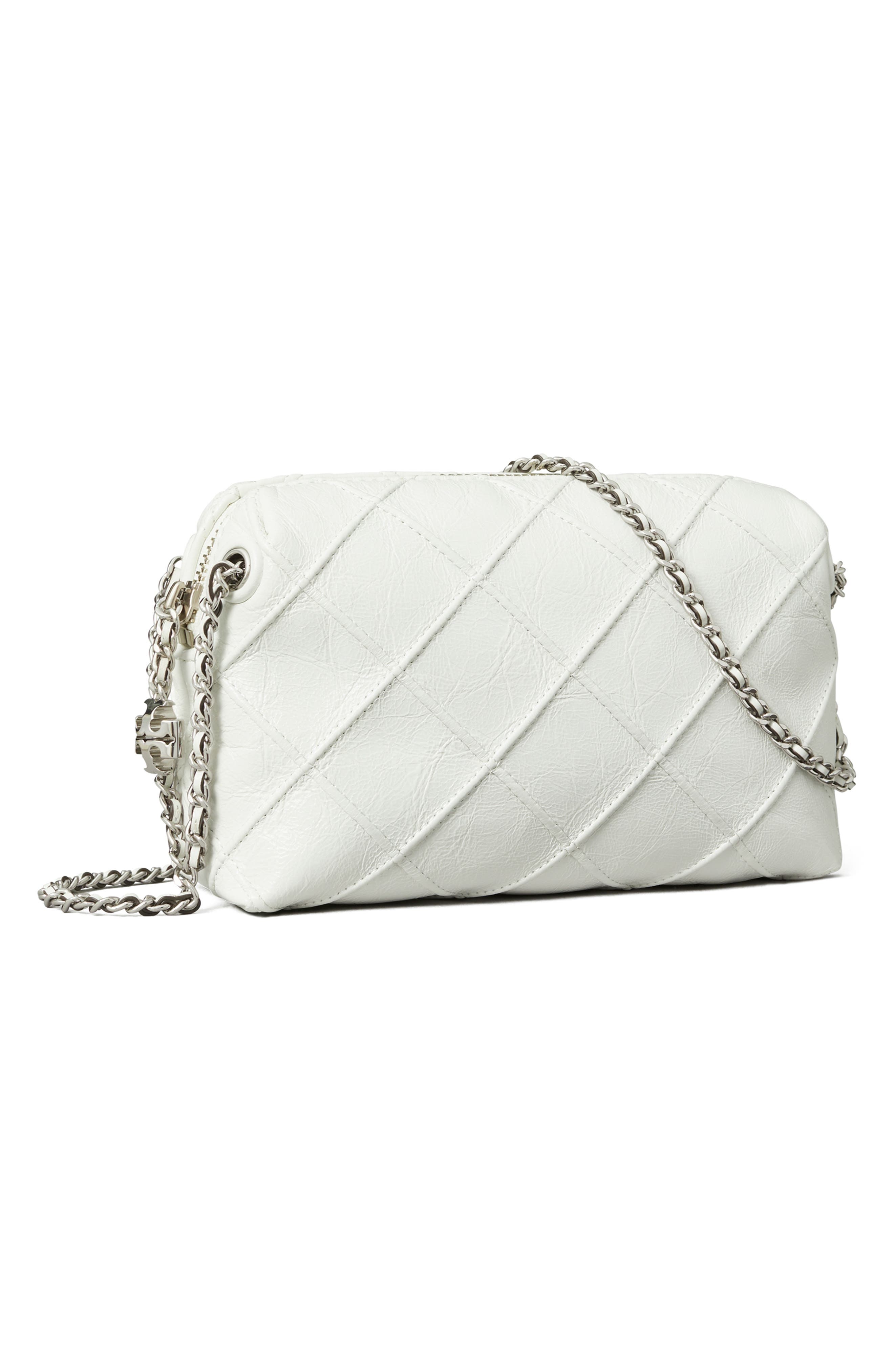 Tory Burch Fleming Soft Leather Crossbody Bag, Alternate, color, Blanc