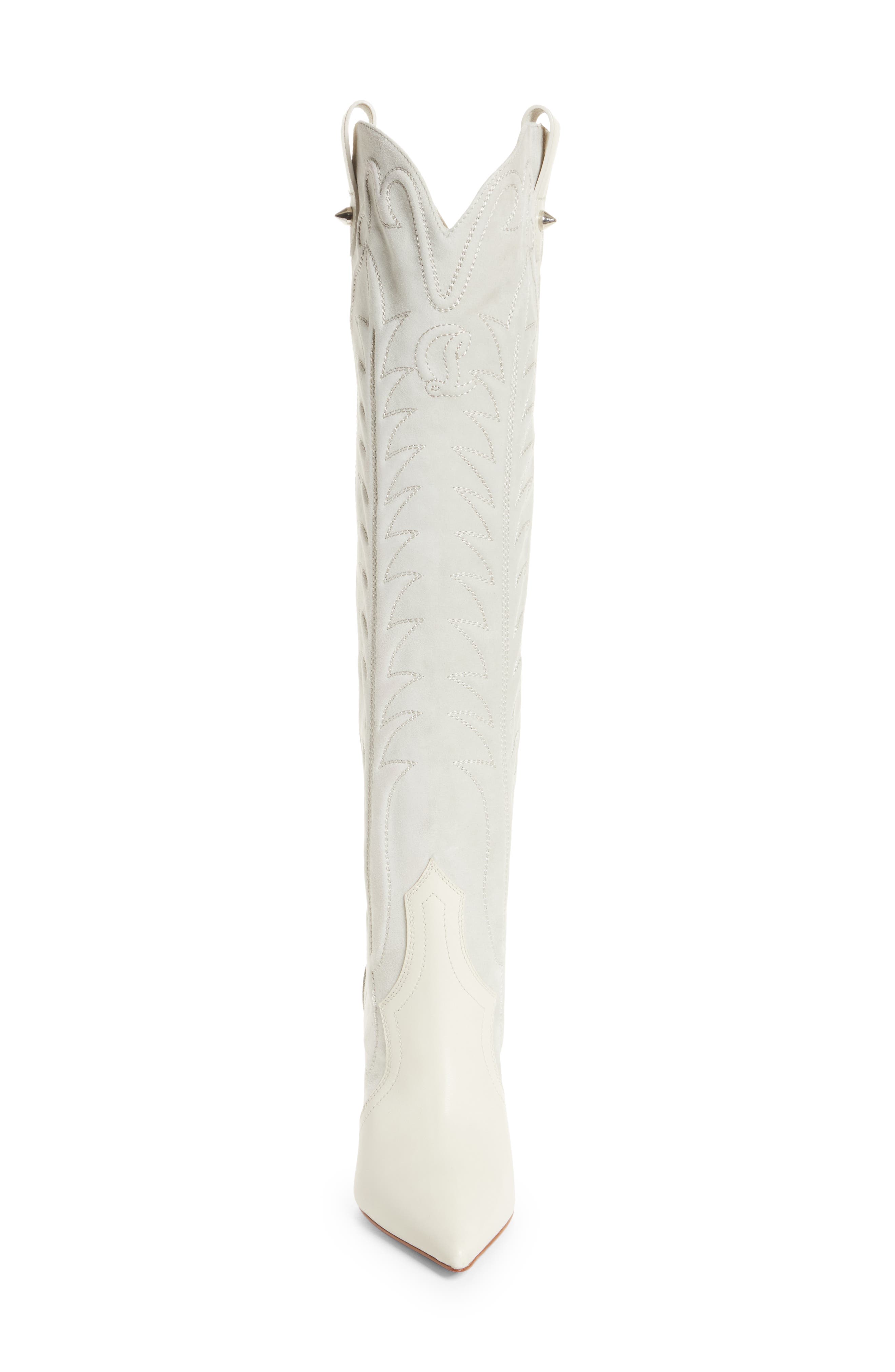 Santia Pointed Toe Knee High Boot, Alternate, color, WHITE/ ALBATRE