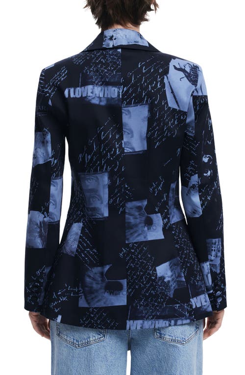 Desigual Print Two-button Blazer In Dark Blue