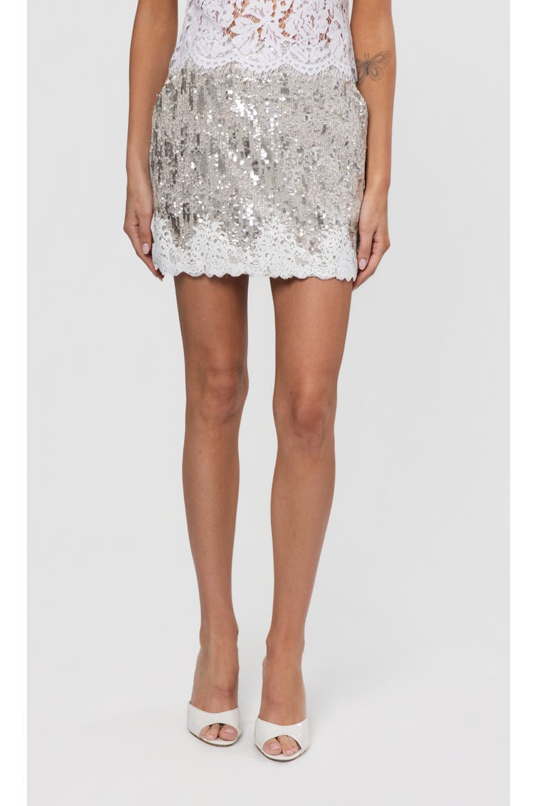Janet Lace Combo Sequin Skirt, Main, color, French Navy