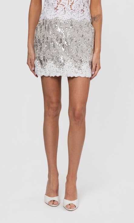 Janet Lace Combo Sequin Skirt