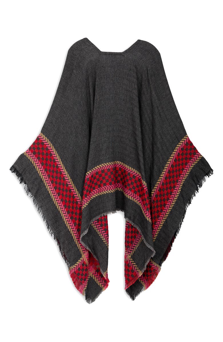 SAACHI Herringbone Plaid Kimono, Alternate, color, Charcoal