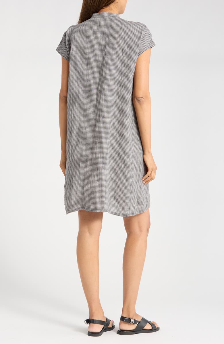 Eileen Fisher Gingham Cap Sleeve Organic Linen Shirtdress, Alternate, color, 