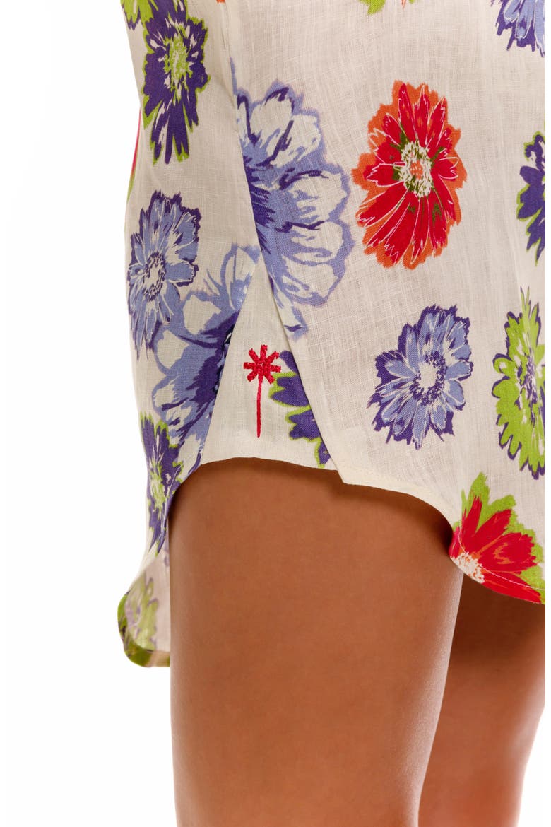 Sissy Floral Linen Nightshirt, Alternate, color, WHITE