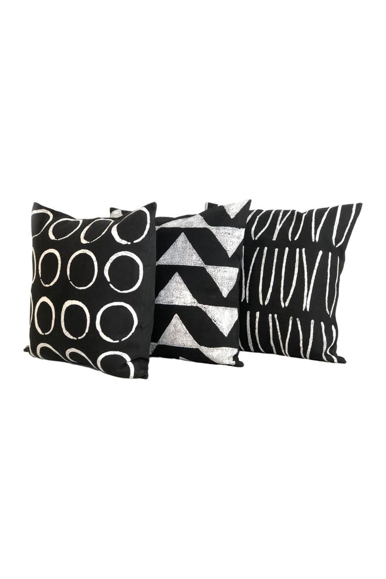 Sadza Lines Pillow Cover - Ebony Black 18', Alternate, color, Black