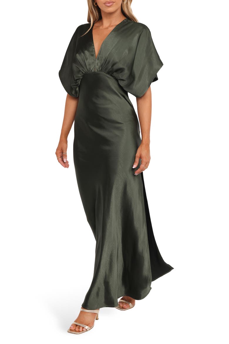 Ricki Satin Gown, Alternate, color, OLIVE GREEN