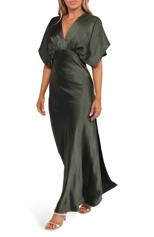 Petal And Pup Petal & Pup Ricki Satin Gown In Green