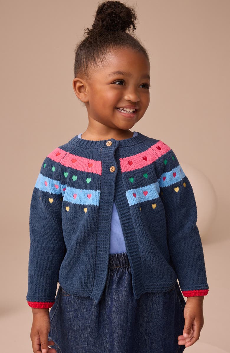 NEXT Kids' Heart Embroidered Cardigan, Alternate, color, Blue